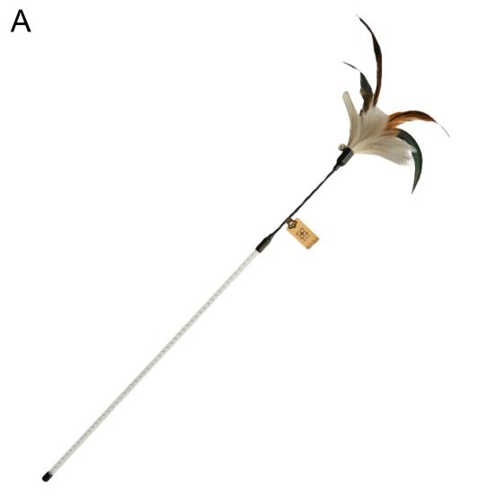 Katzenstab Federdesign mit Glöckchen Ergonomischer Griff Glatte Kante Bissfest Lindern