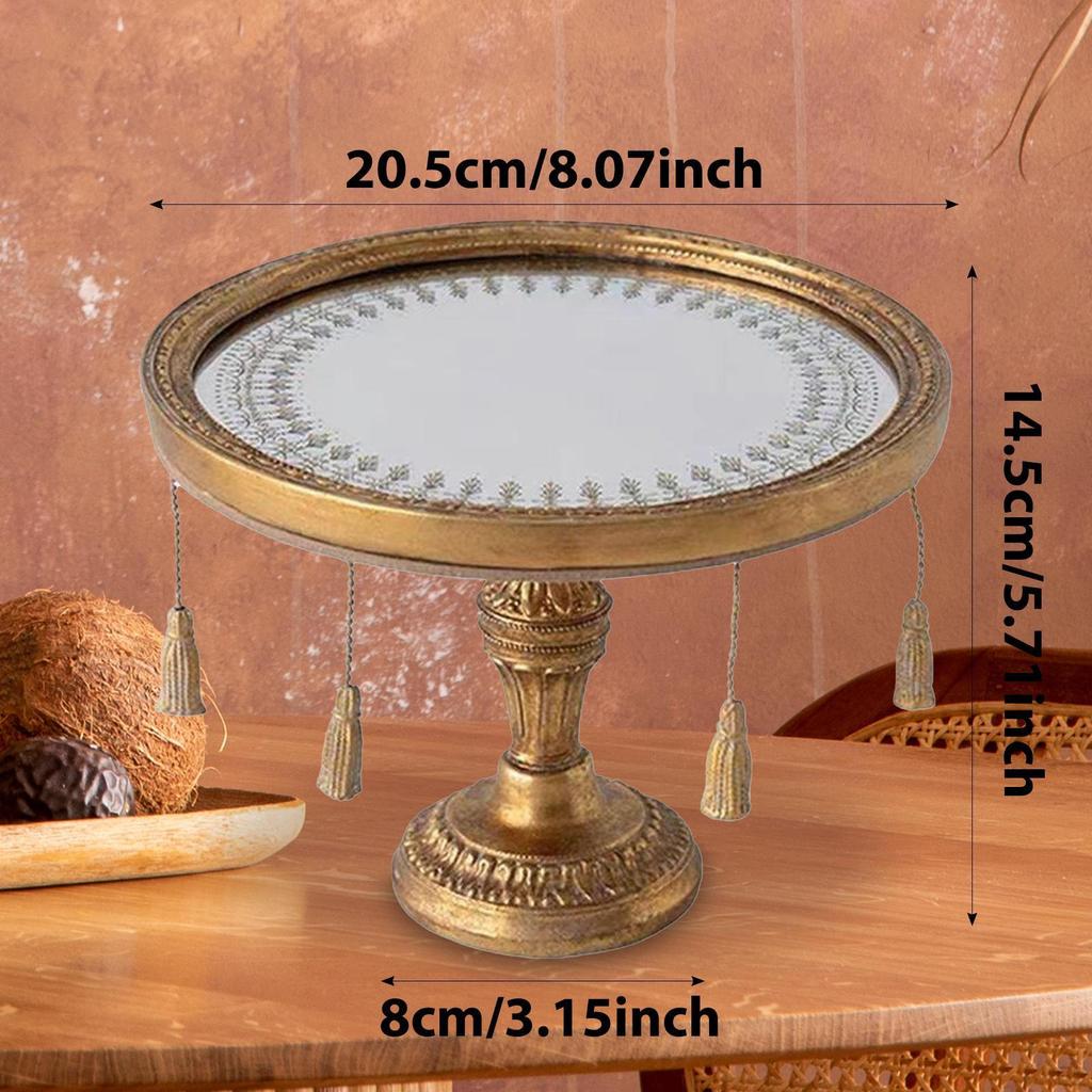 Dekorativ Spegelbricka Speglad Antik Centerpiece Rund Sminkbord Sminkorganisatör för