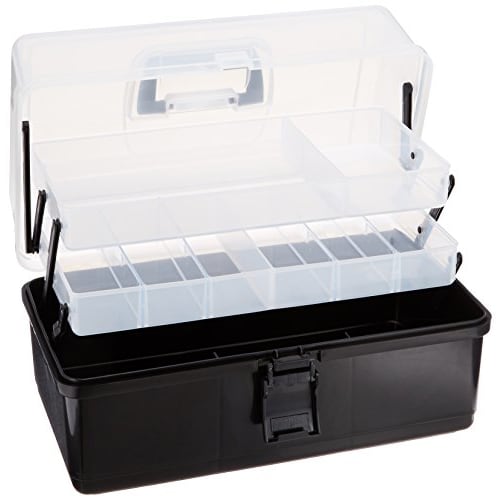 Iris Ohyama My Kit Tool Storage Tool Box Case Clear Black Versatile Case Storage Box Tool Box DIY Outdoor Camping Accessory Case 2 Tier Tray