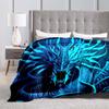 1pc Blue Ice Dragon Blanket For Home- Lightweight Flannel Throw For Sofa, Bed, Travel, Camping