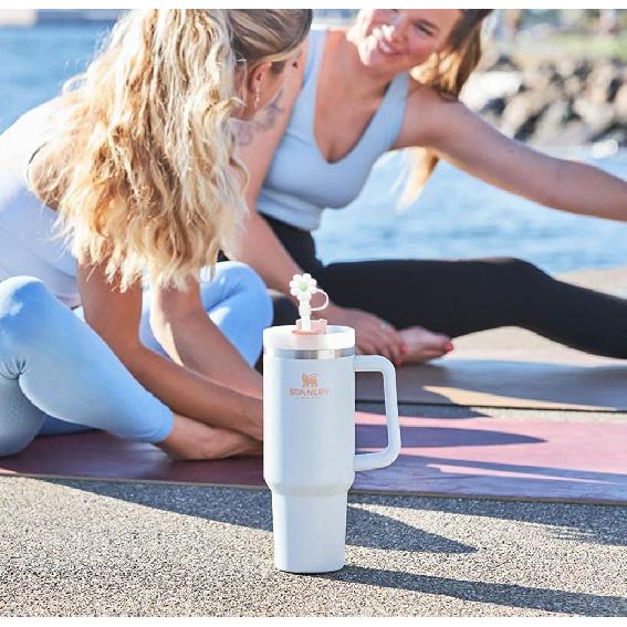 10mm Straw Cover, 6pcs Straw Covers Cap for Stanley Cup 40 oz 30 oz Food Grade Silicone Cute Large Cloud Flower Straw Topper Tips Cover Protector