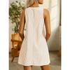 Women Striped Sleeveless Mini Dress U Neck Pocket Loose Casual Sundress
