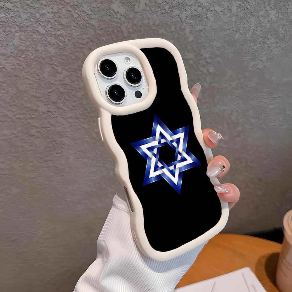 Jewish David Star Mobile Cell Phone Case for iPhone 17 16 15 14 13 12 11 Air Pro Max Plus Wavy Edge TPU Colorful Cover Cover