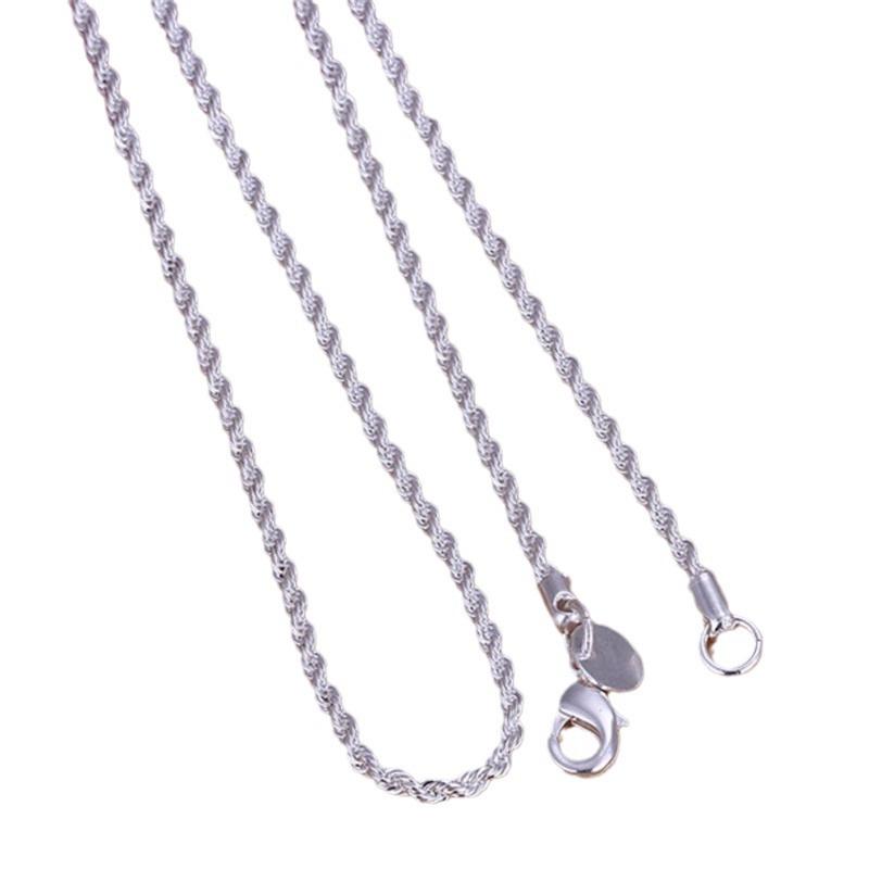 Collar Europeo y Americano de Cuerda Trenzada Flash de 4 mm Chapado en Plata