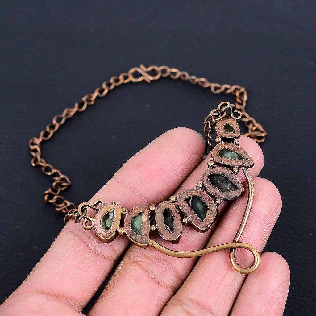 Peridot Necklace, Gemstone Copper Electroformed Jewelry Necklace, Handmade Jewelry, For Anniversary Gift