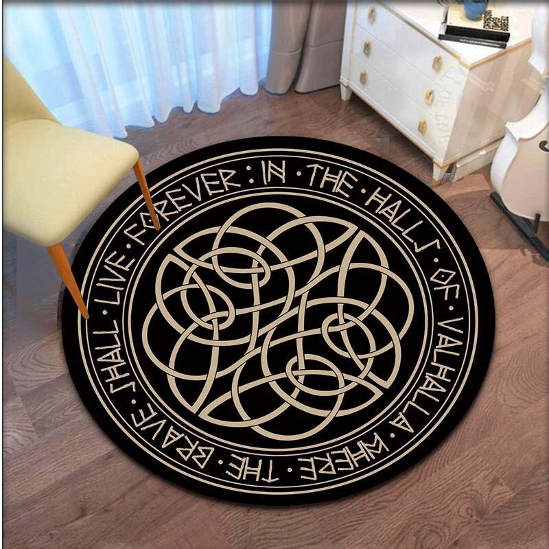 Viking Vegvisir Aegishjalmur Rune Covor rotund Covor pentru dormitor Sufragerie Covor de podea Covor de suprafață Decor mare Covor anti-alunecare