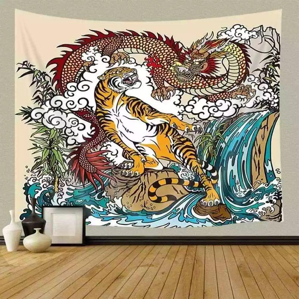 Tapestry dragon Japan for 75x100