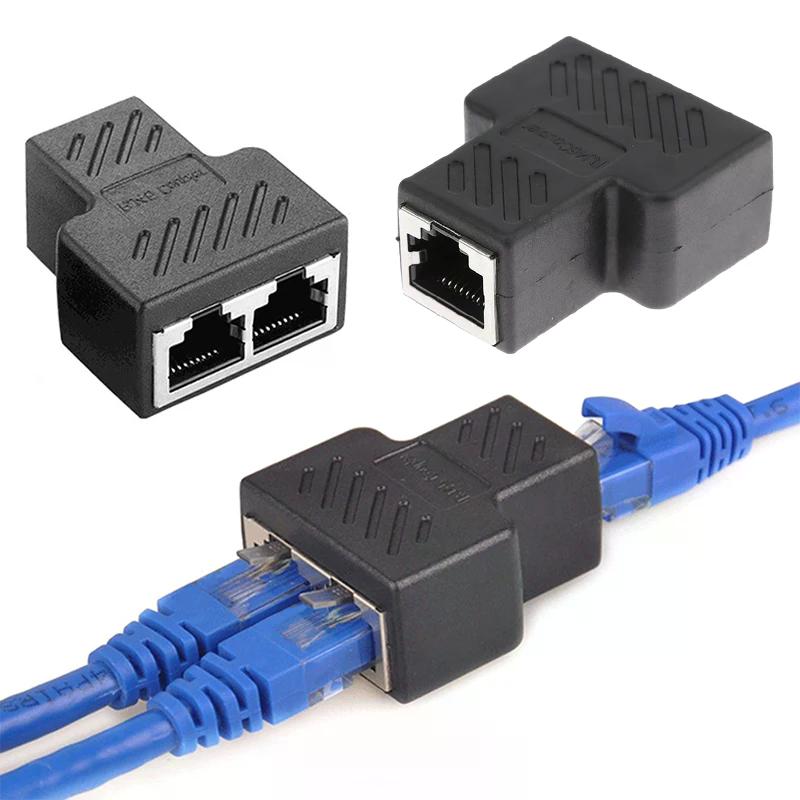 RJ45 8pin Connector 1 To 2 Way LAN Ethernet Cable Network Splitter Coupler RJ45 Cat5/Cate6 Interface Extender Adapter Connector