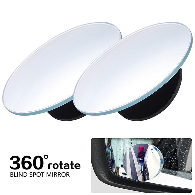 

2PCS Car Round Frame Convex Blind Spot Mirror Safety Driving Wide-angle 360° Adjustable Rear View Mirror Car Accessories