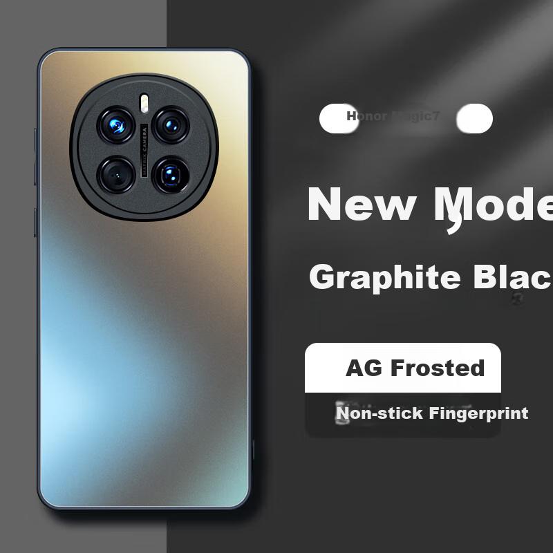 Phone Case for Honor Magic7, Magic7 Protective Cover, Full Protection Ultra-Thin Luxury Frosted Silicone Shockproof Simple Design, Graphite Black