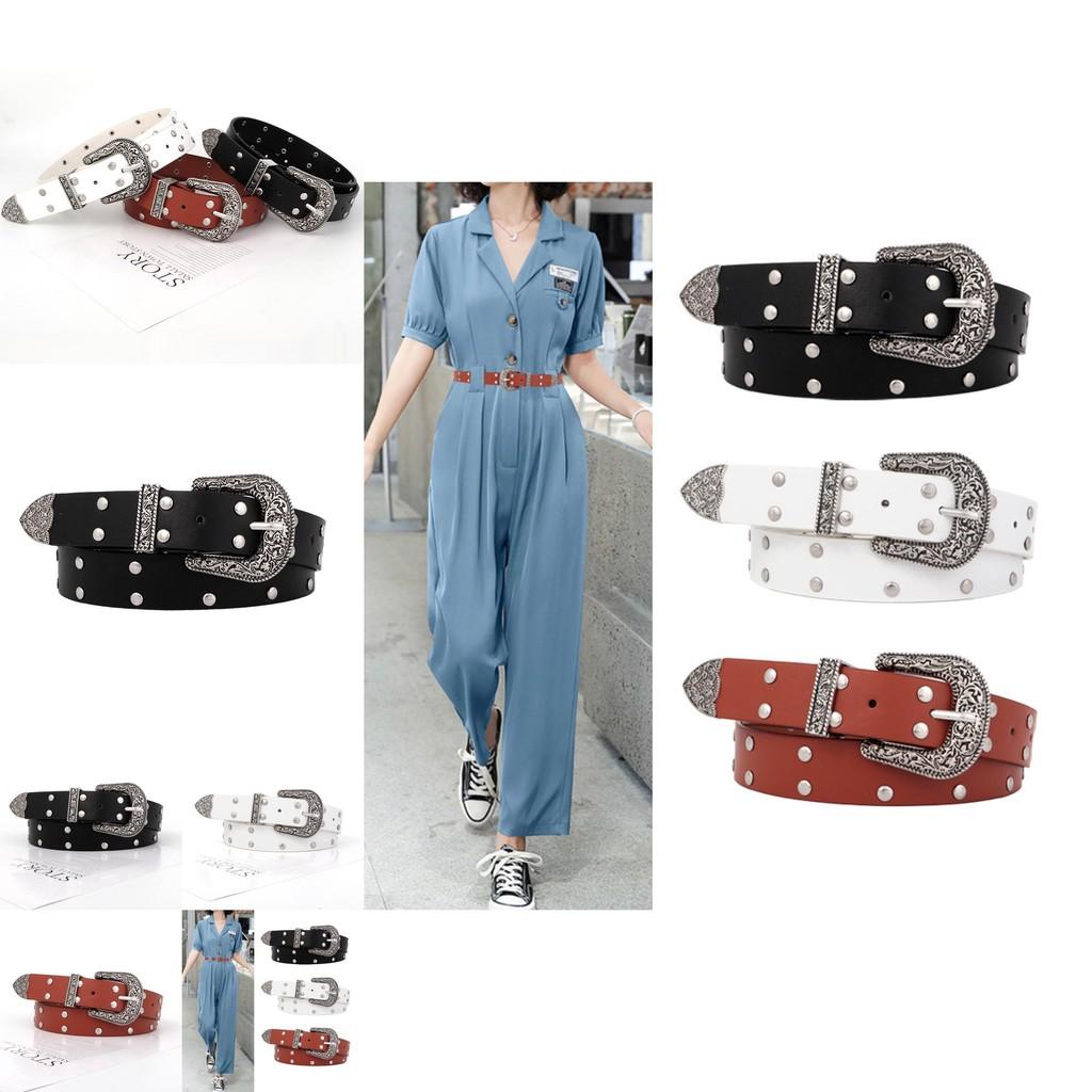 Versatile And Trendy Women's Belt Classic Punk Style With Alloy Buckle Ideal For Denim Looks