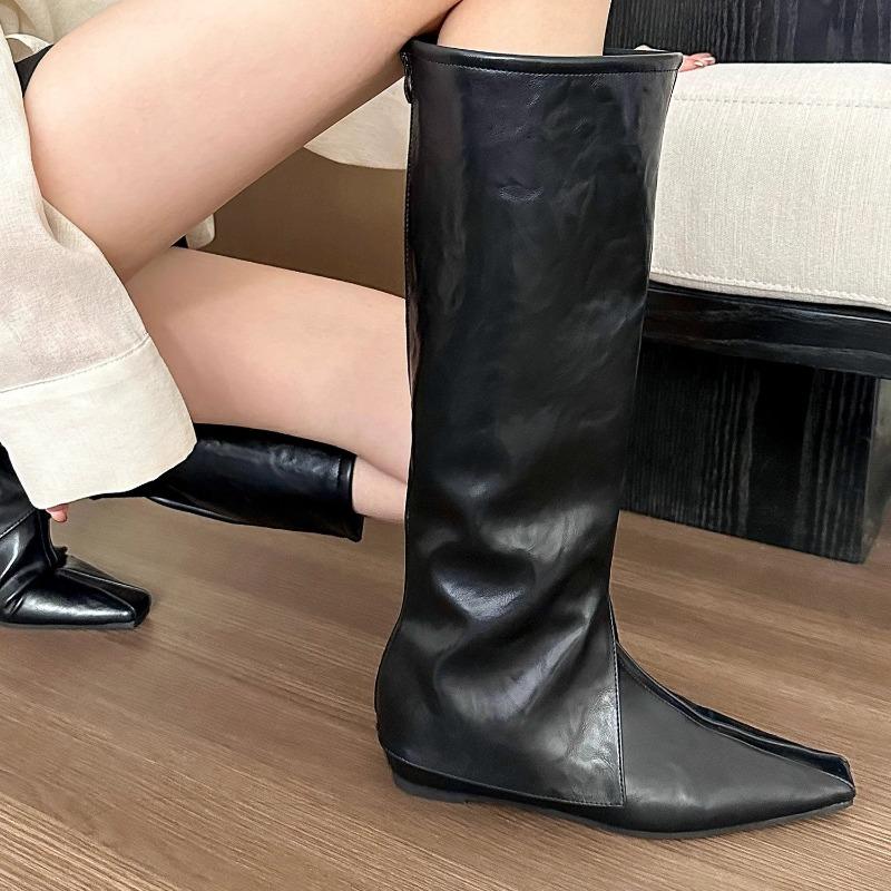 Fashion Inner Heightened Pointed Toe Brown Thigh Boots Women's Autumn and Winter New Spice Girls Trouser Tube Boots