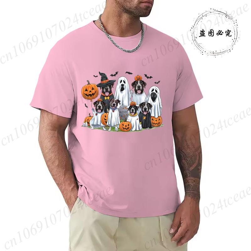 Halloween Spooky Ghost Dog Graphic T-Shirt Men Women Graphic T-Shirt Casual Short Sleeves Tops Spooky Season Print Clothing
