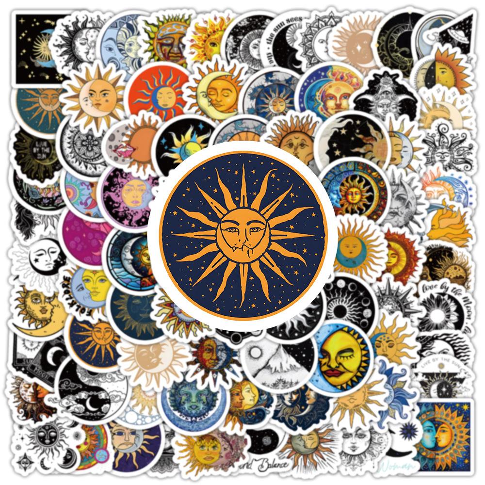 10/30/50/100pcs Aesthetic Moon and Sun Cartoon Graffiti Sticker DIY Laptop Luggage Waterproof Gothic Art Sticker Toys