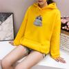 Felpa con cappuccio in velluto stampato cartone animato da donna per autunno inverno, pullover casual a maniche lunghe con cappuccio e tasca