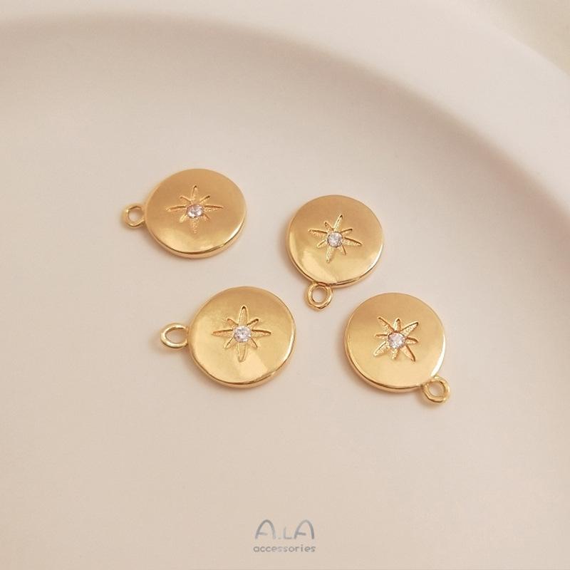 14K Gold-Filled Zircon Star Pendant Charm for DIY Jewelry