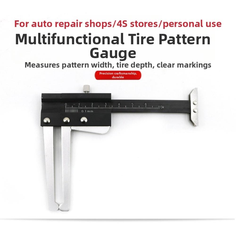 Multi-Function Measuring Tool Silver Black Brake Disc Thickness Tool Engraved Scale Markings Automotive Testing