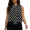 Damen Plus Size Ärmelloses Tanktop Polka Dot Print Rundhals Krawatte vorne Sommerurlaub