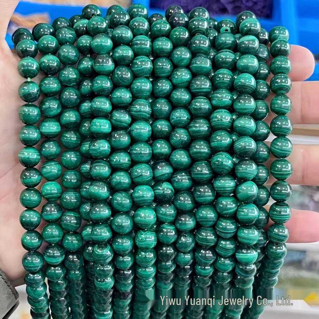 7A Grade Natural Malachite Round Loose Beads for DIY Jewelry Accessories - Handmade Semi-Finished Products