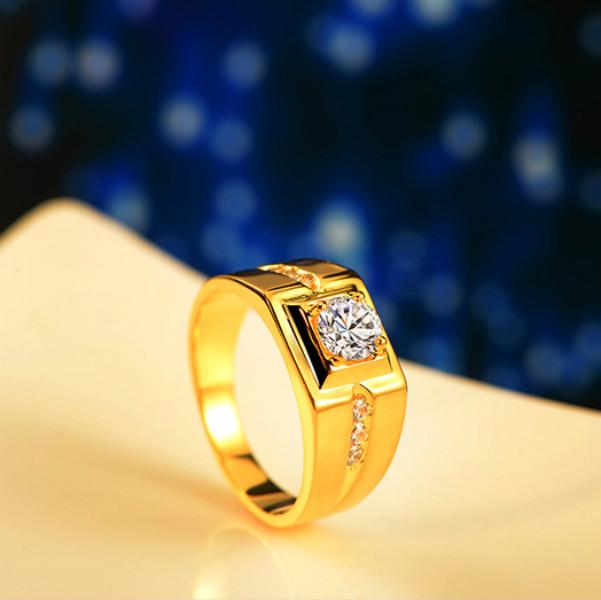 Men's Silver-Plated Diamond Ring: European & American Trendy Domineering Wedding/Birthday Jewelry