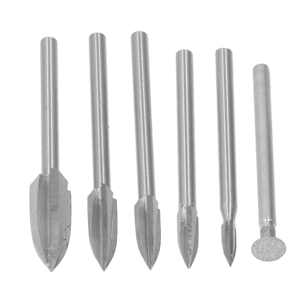 Woodworking Carving Bit with 3.0mm Shank High Speed Steel 3 Flute Engraving Bit Wood Carving Tools 5Pcs 3 Flute Bits,