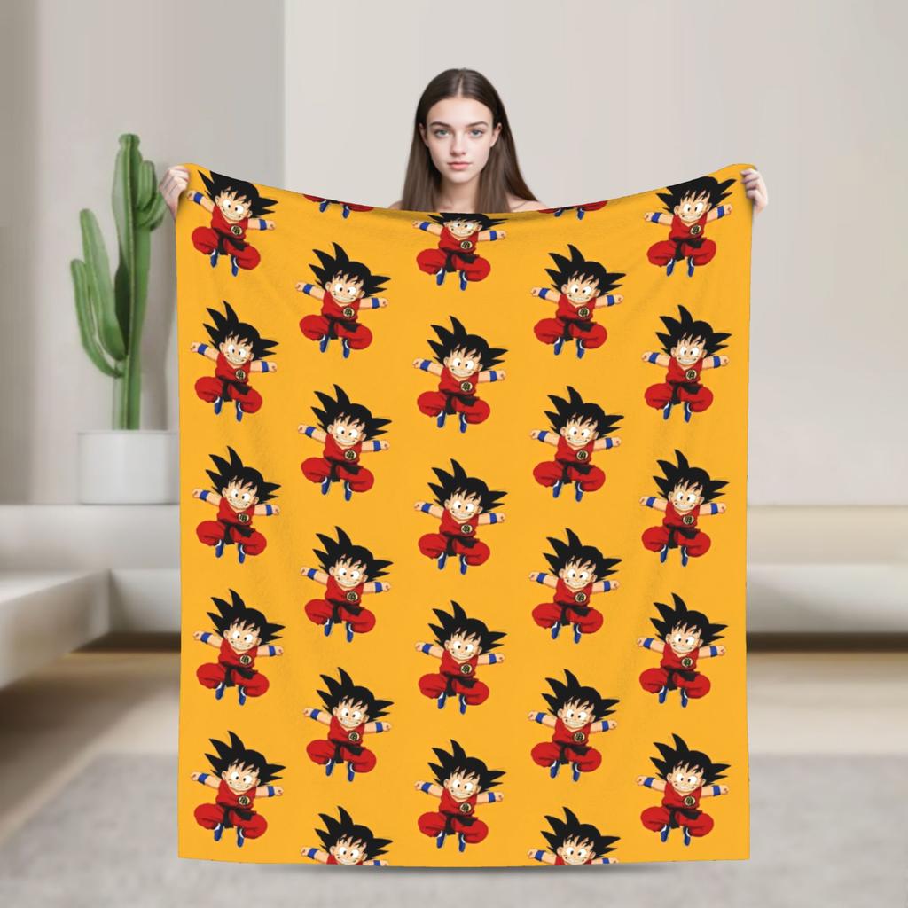 DBZ Goku Pattern Blanket Anime Characters Plush Funny Warm Throw Blanket for Coverlet Spring/Autumn,