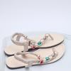 Fashion Retro Bohemian Black Girls Big Pearl Low Sandals 2025 Summer Comfort Shoes for Women Beach Sandals Suit Female Beige Large Size