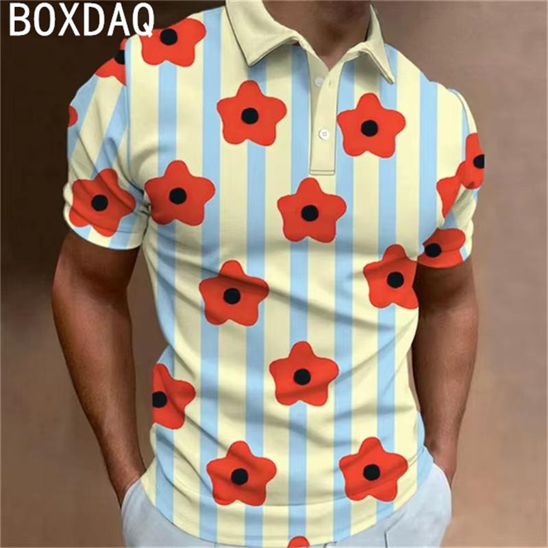3D printed shirt men s oversized short sleeved daily polo shirt S