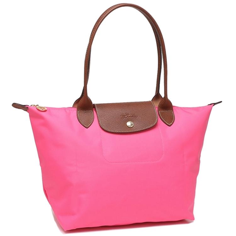 Longchamp Le Pliage 28 Knoop Ritssluiting Lange Handgreep Leer Knoopvormige Schouder Tote Tas Kleine Dames Handtassen Roze 2605089P73