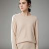 2024 Women's Versatile Rolled Edge Cashmere Sweater - Round Neck, Loose Knit Base Layer