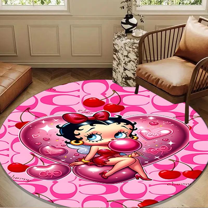 Laday In Red Dress Round Rug for Livingroom,Bedroom, Palyroom, Chair Rug, Area Rug, Circle Carpet, Large Size Fan Christmas Gift