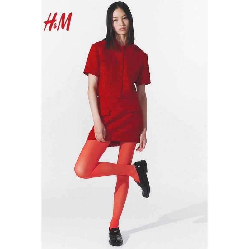 

HM Women clothes Short coat 2025 Summer New Graceful Red Cardigan 1271055 Red 155/80(XS)