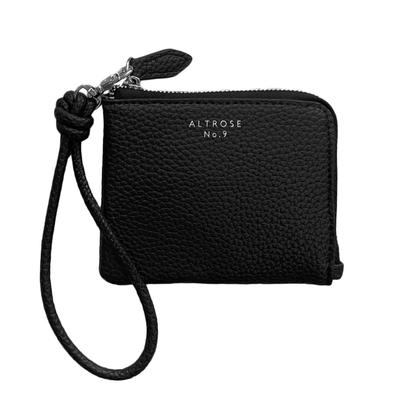 Slim, Compact Wallet with an L-shaped Zipper, Large Capacity, Lightweight, and Hand Strap for Easy Access. Women's (Black)