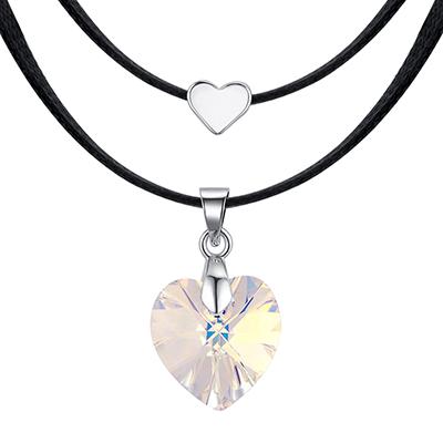Vintage Original Heart Crystals From Austria Choker Necklaces For Women Double Rope Chain Statement Necklaces Wedding Jewelry