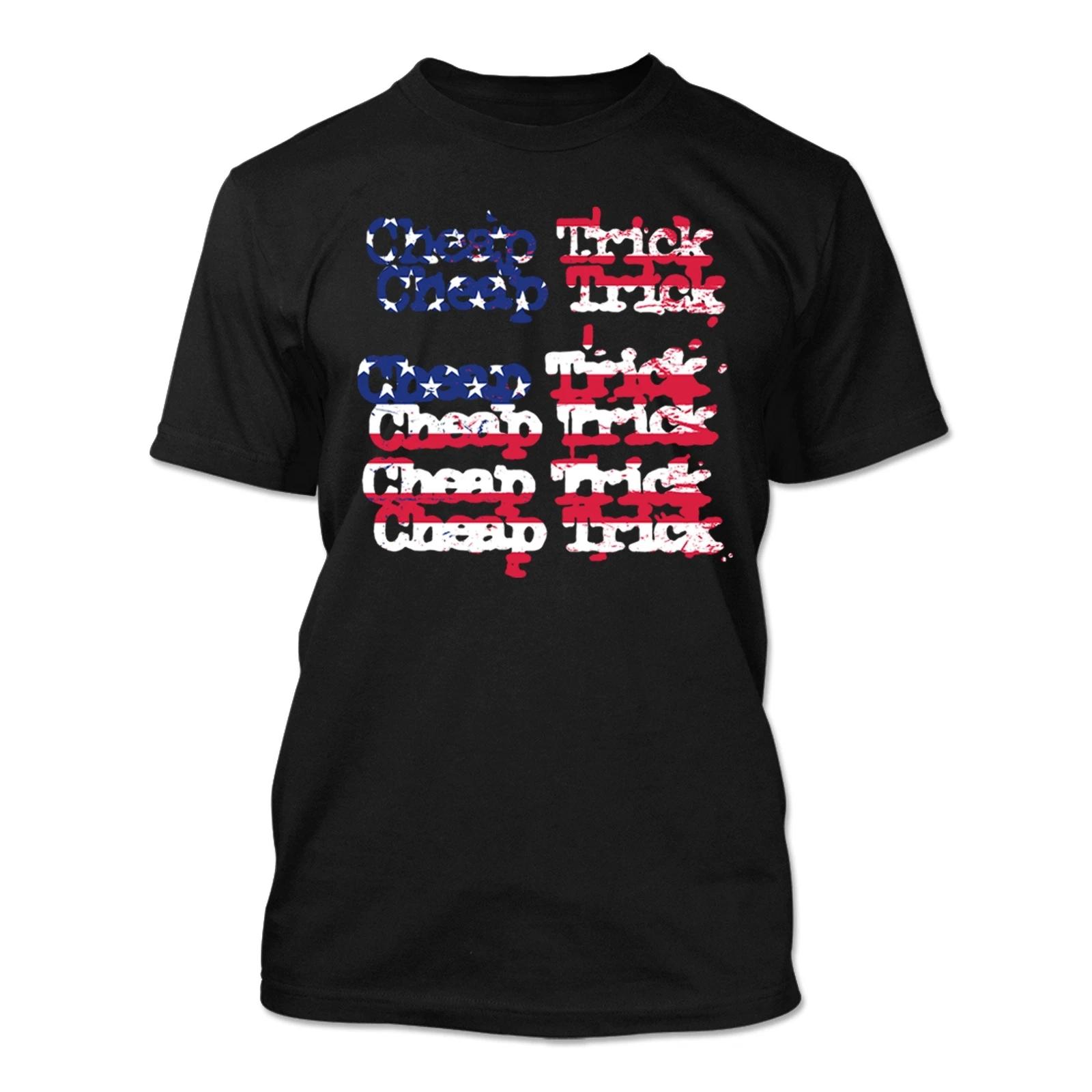 Cheap Trick Band Music Album Song Red White & Blue Flag Logo Mens Cotton T-Shirt L