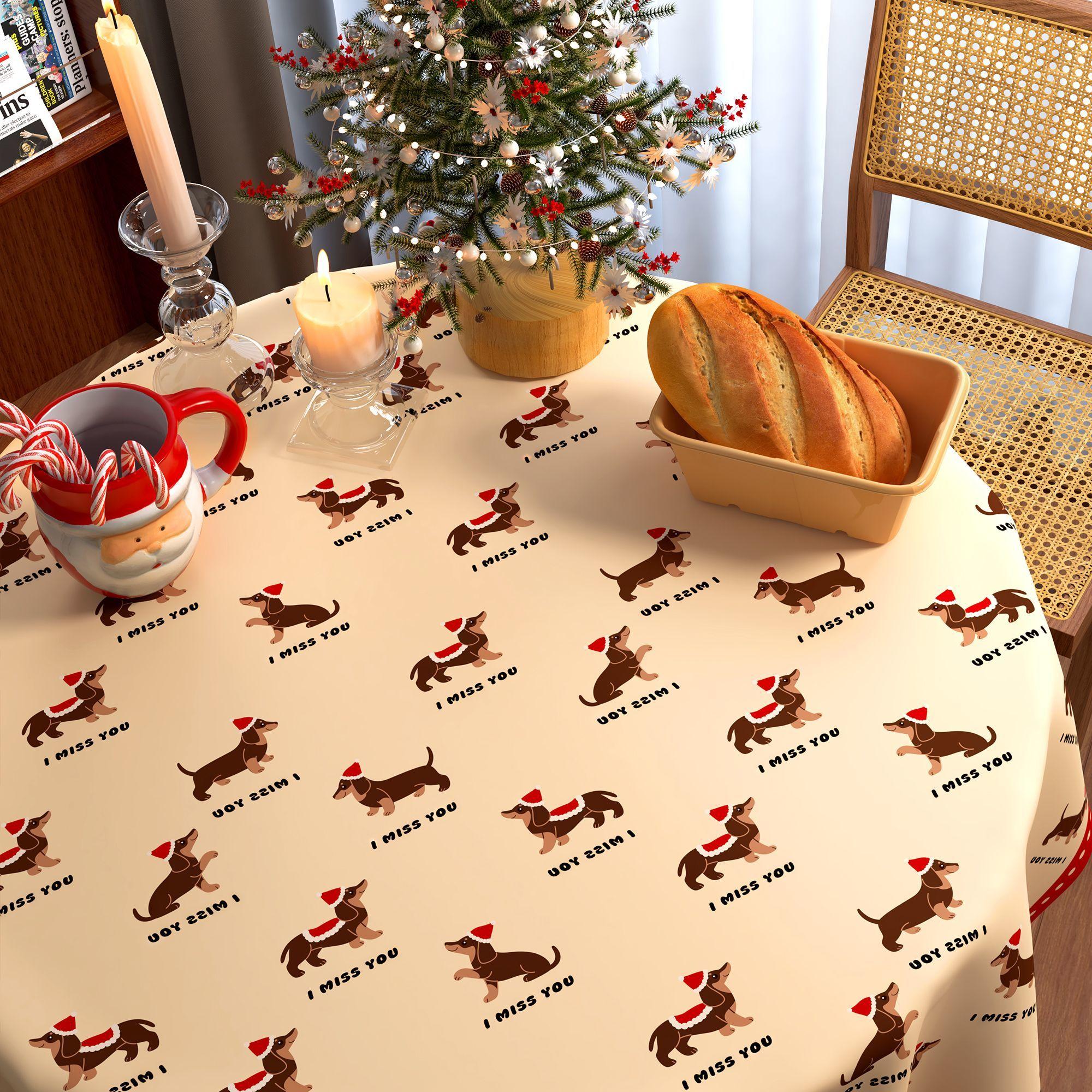 

Різдвяний Новорічний Декор Кругла Скатертина Водонепроникна Термостійка Пральна Настільна Покривка 9*9cm