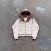 Unisex Oversized Retro Minimalist Hoodie With Faux Fur Collar Embellished Beading Streetwear Casual Sweatshirt Winter