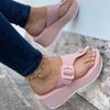 Cool Slippers Women's New Large Size Beach Shoes Muffin and Casual Low-top Toe Pink Slippers
