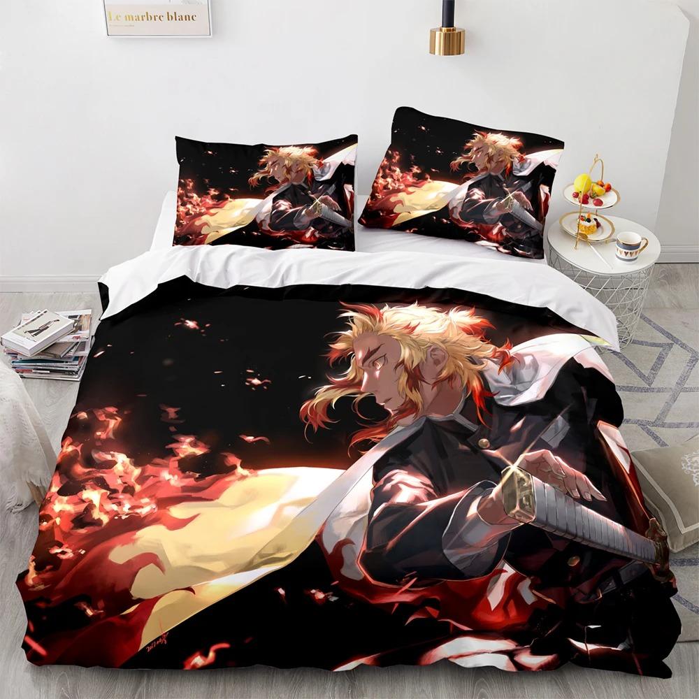 

Комплект постельного белья Demon Slayer Single Twin Full Queen King Size Anime Kawaii, комплект постельного белья для детей, пододеяльники, наборы 3D 70x133cm 2pcs