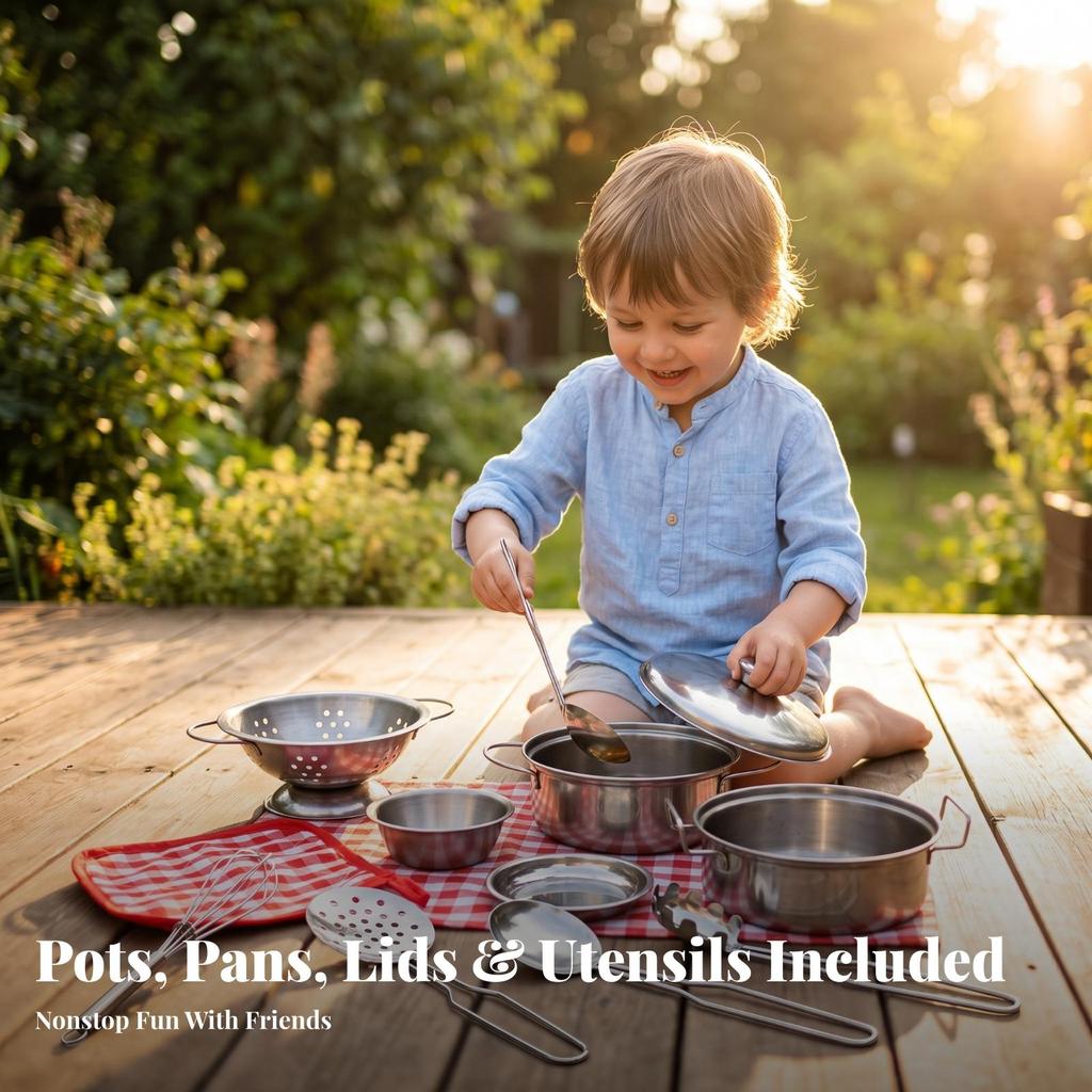 Toy Pots and Pans Set Mini Deluxe for Toddlers