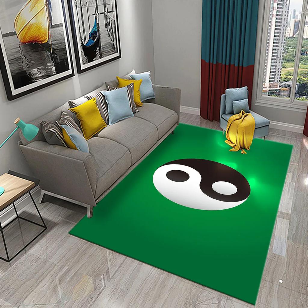 3D Yin Yang Carpet Black and White Rugs Bathroom Door Non-slip Mat Porch Living Room Kitchen Door Mat Bedroom Balcony Decor Mat