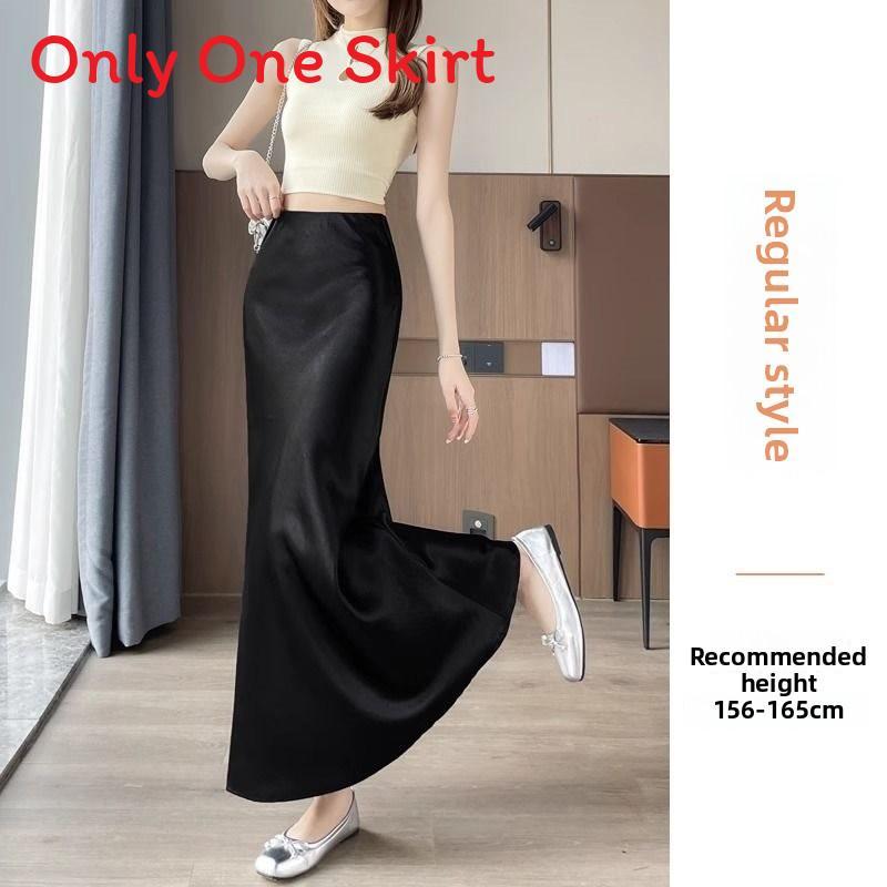 Satin Fish Tail Skirt With High Waist For Women Spring Stylish Pencil Skirt