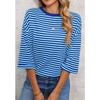 New Women's Round Neck Striped Back Tie Bow Pullover Knitted Top