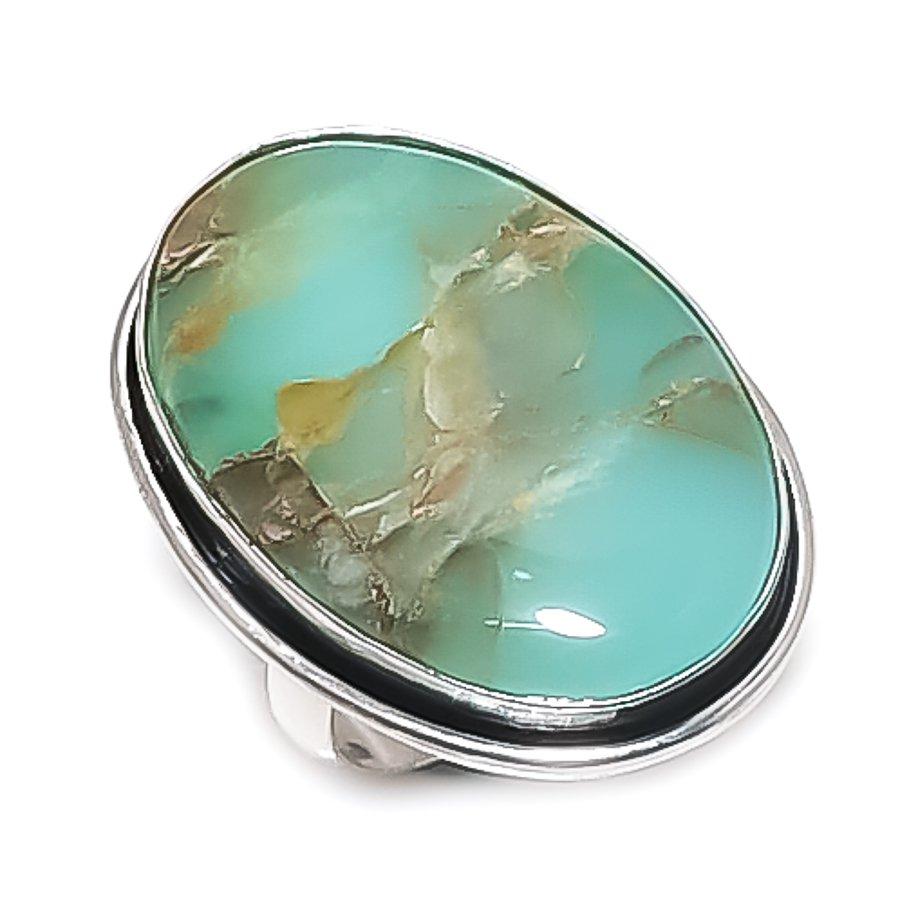 Chrysoprase Gemstone 925 Sterling Silver Jewelry Ring Size 8
