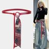 Y2k Punk Girls Scarf Waist Belt Retro Pu Leather Women's Belt Bohemian Style Silk Scarf Waist Rope Trendy Jeans Dress Decorative