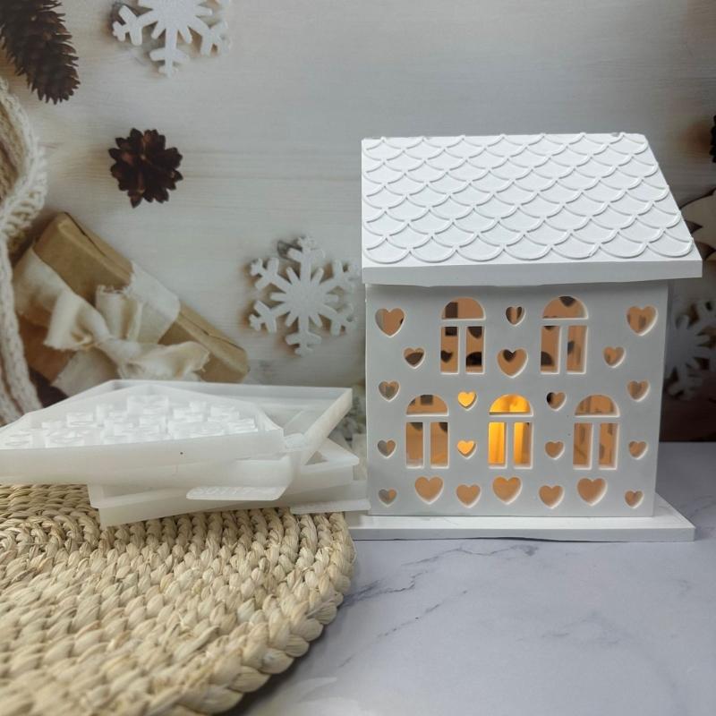 Epoxy Candlestick Silicone Mold Candle Base Mould Heart House Candle Stand Molds Ornaments Home Decorations Mould