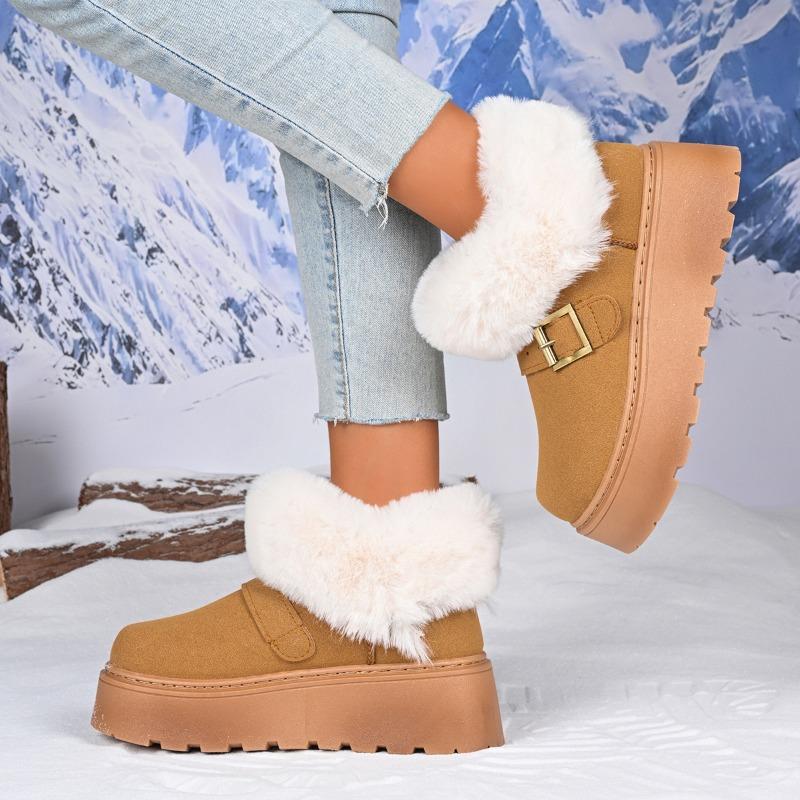 

Large size thick-soled snow boots for women s autumn and winter new piled and thickened casual versatile short tube wool cotton shoes 42