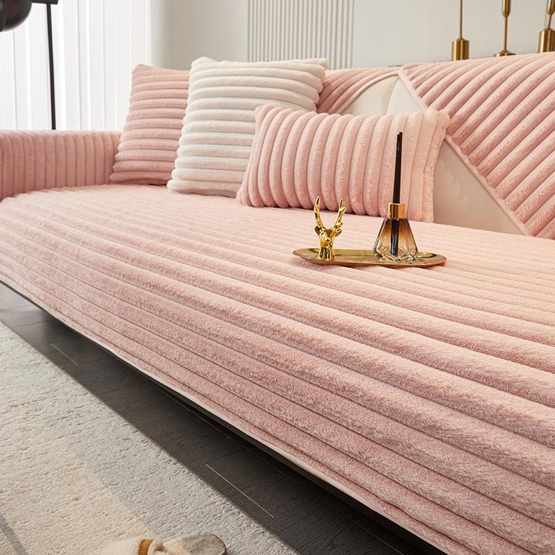 Winterverdicktes Sofa-Kissen aus Kunstkaninchenfell, warmes Sitzkissen, Sofabezug für den Winter