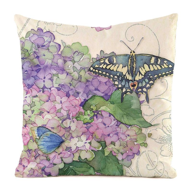 Colorful Countryside Butterfly Digital Printing Short Plush Pillow Covers For Car Sofa Office Cushion Cover Home Goods