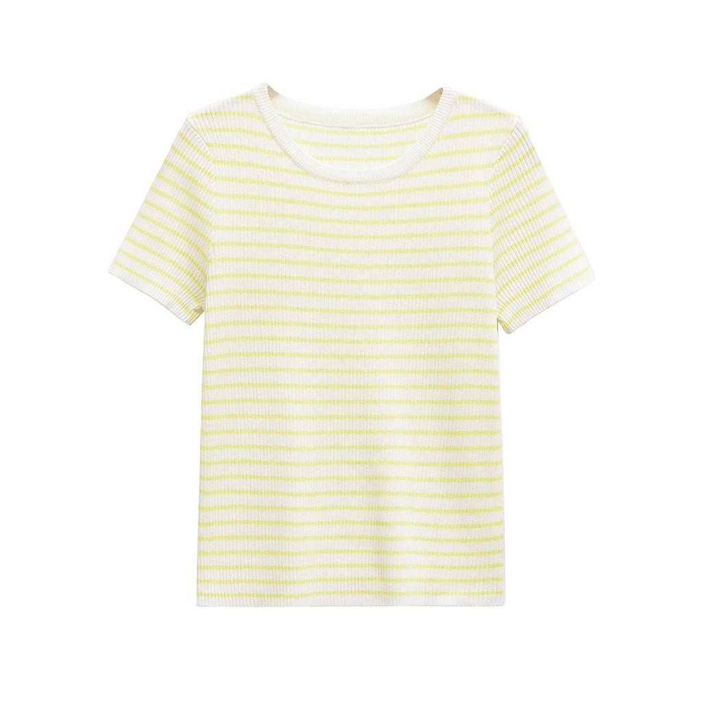 Spring 2025 Women's European American Striped Slim Fit Knit Top